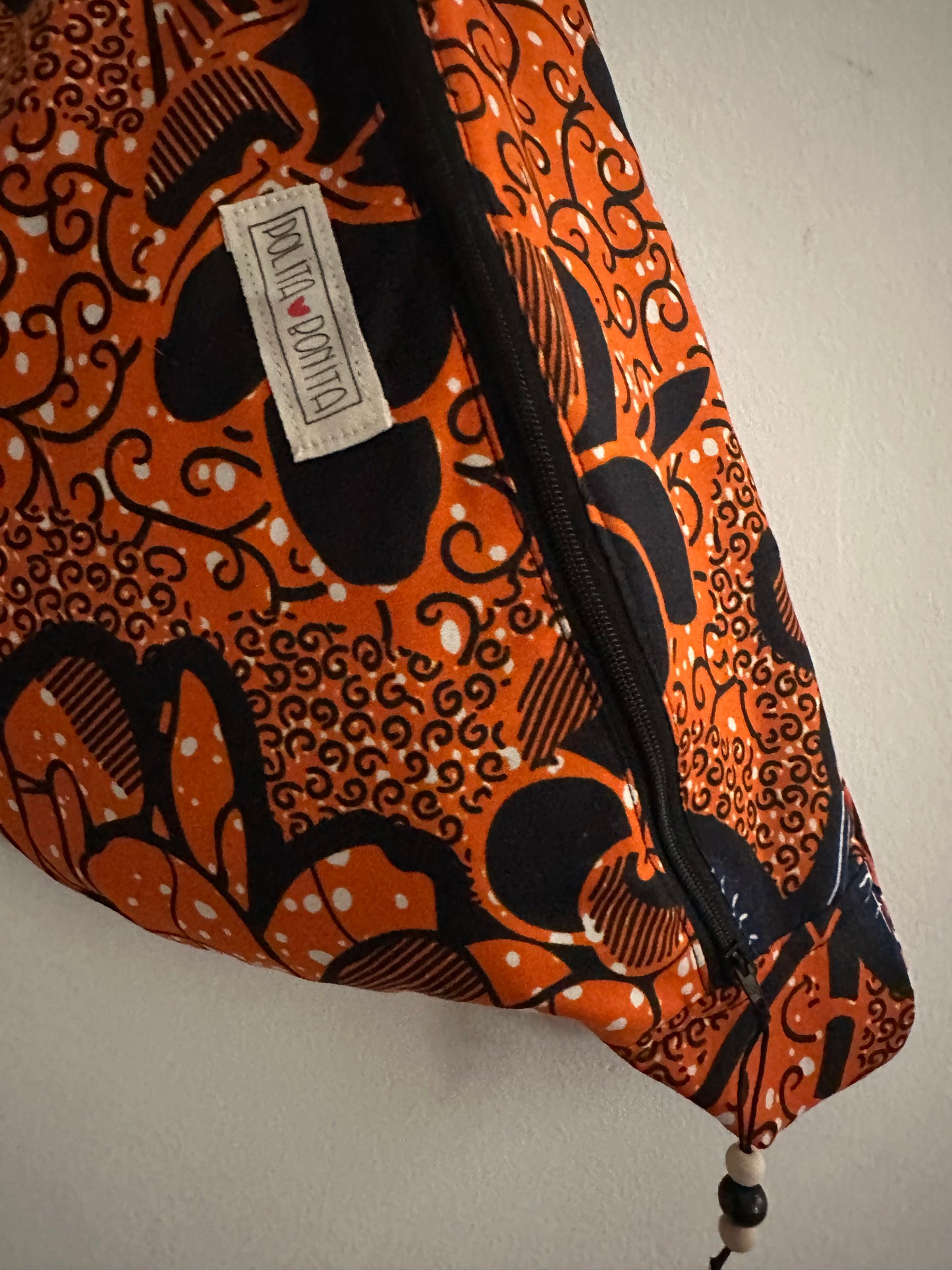 Maxi Riñonera africana tela Wax “Nana naranja”|polita bonita