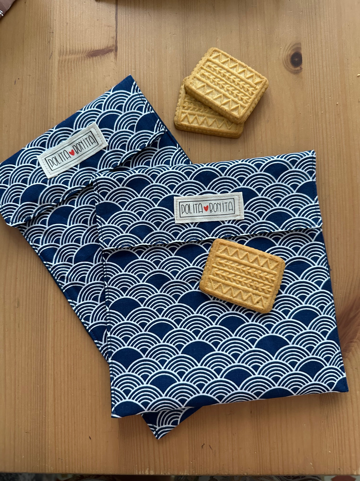 Bolsa reutilizable large “Geo azul”|polita bonita