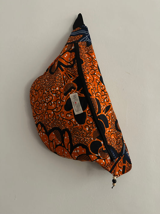 Maxi Riñonera africana tela Wax “Nana naranja”|polita bonita