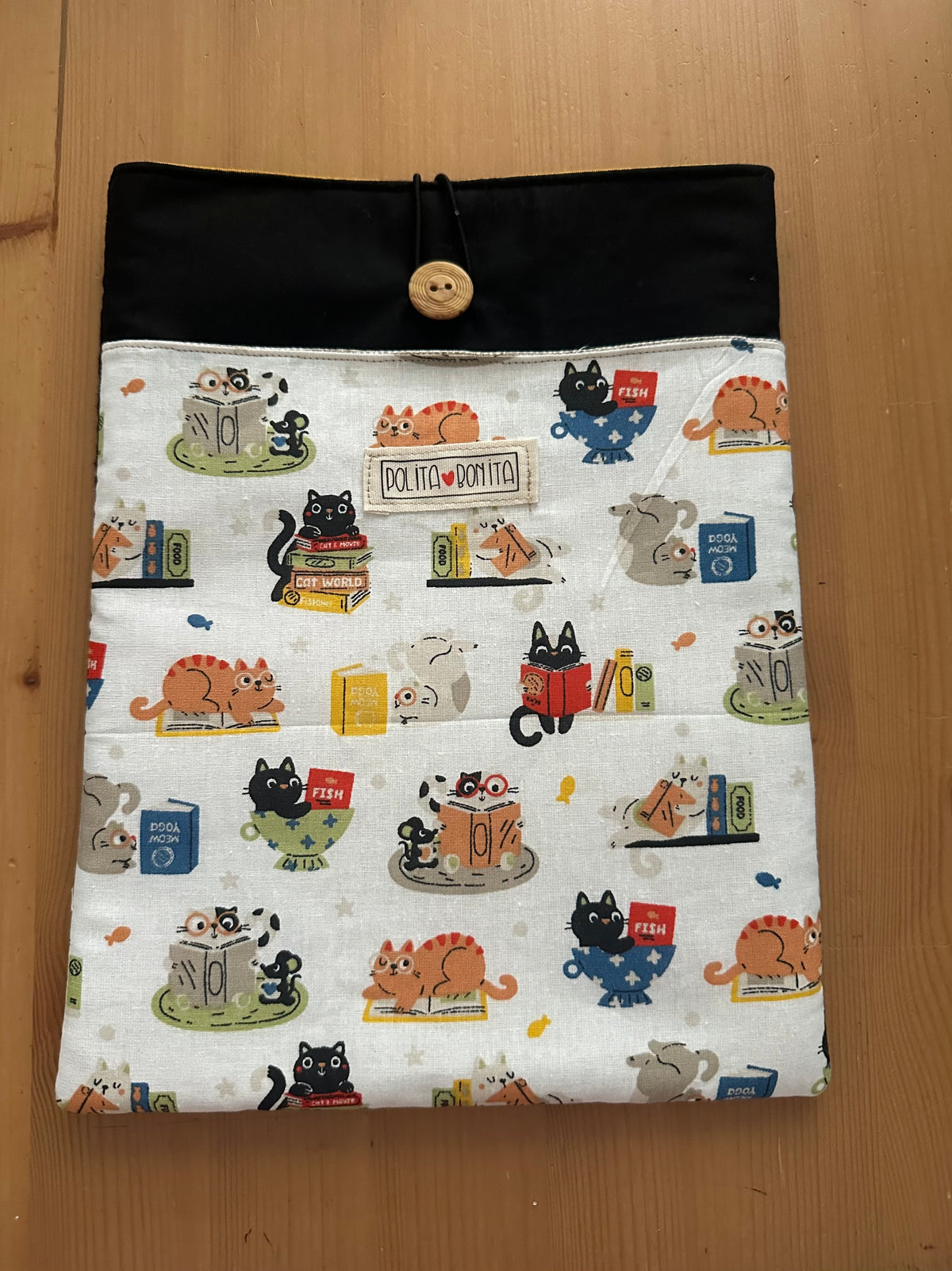 Funda libro grande/ipad “gats i llibres”|Polita Bonita