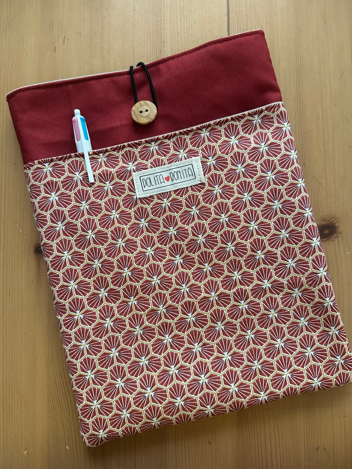 Funda libro Grande/ipad “geometric burdeos”|polita bonita