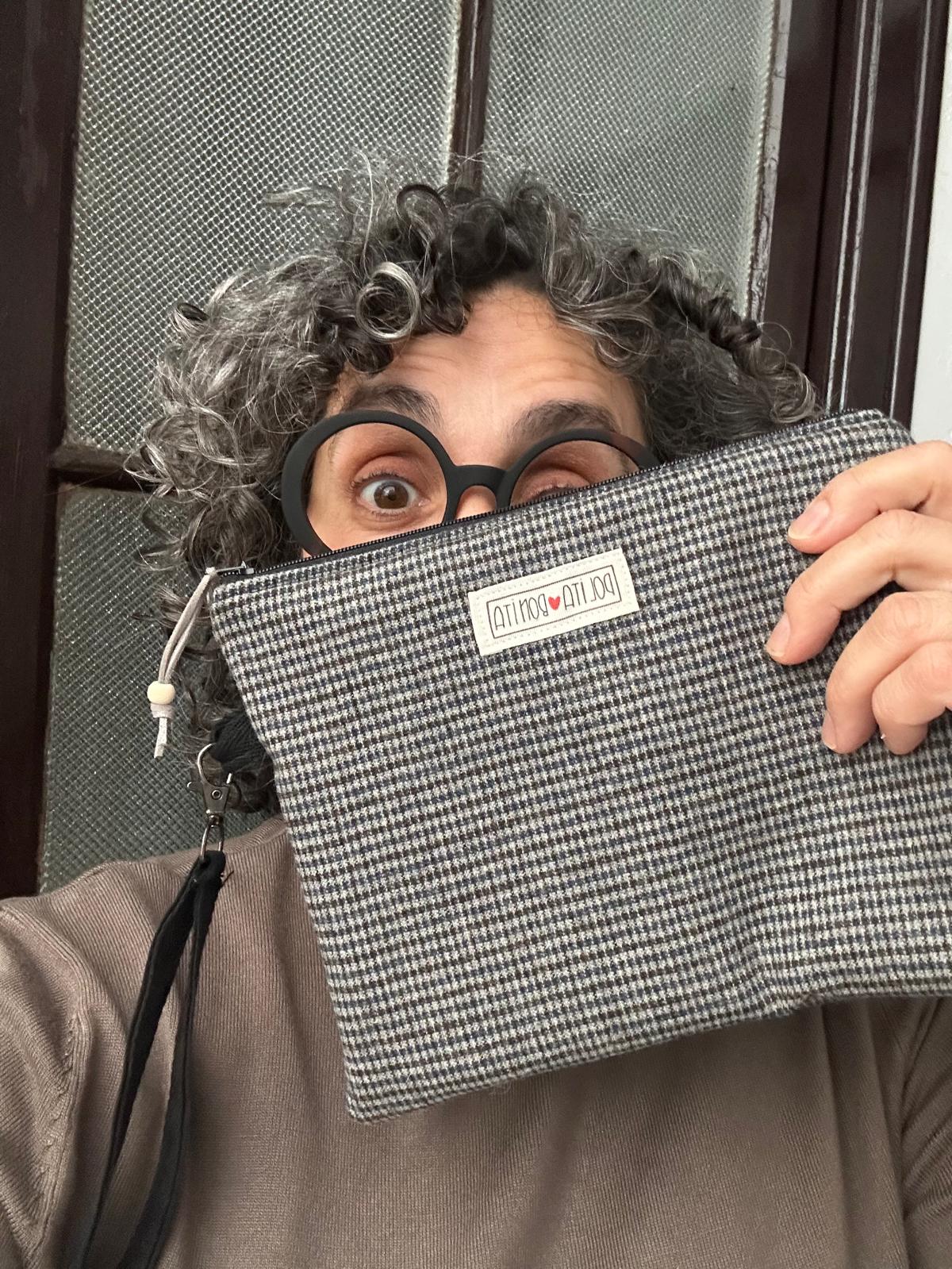 bolso de mano clutch "cuadros urdinak"